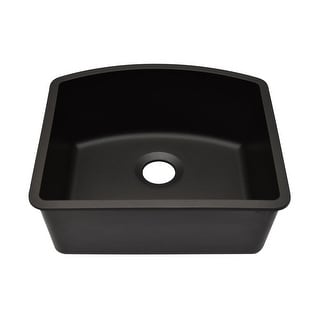23 Inch Lexicon Platinum Quartz Composite Drop-in Undermount D-Shaped Single Bowl Galaxy Black Kitchen Sink LP-2321D-K-SO