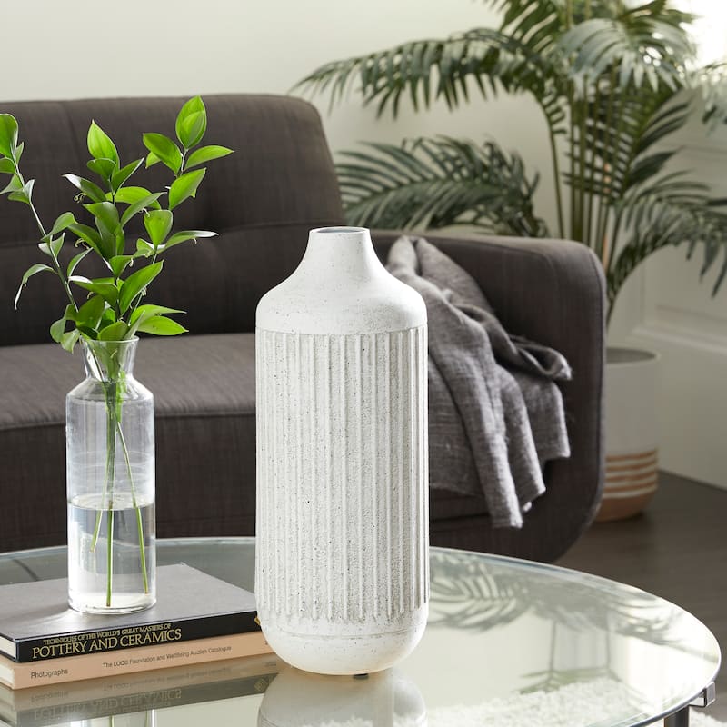 Metal Textured Vase - Gray - Roche River Decor - 7"W x 7"L x 17"H