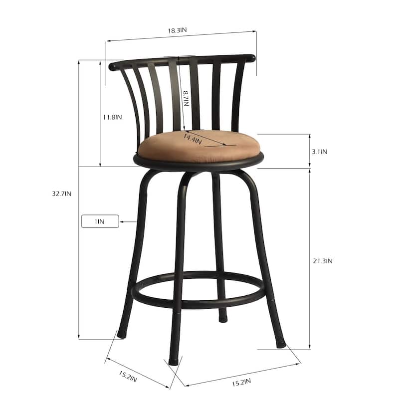 Homylin Upholstered Faux Leather Swivel Bar Stool (Set of 2)