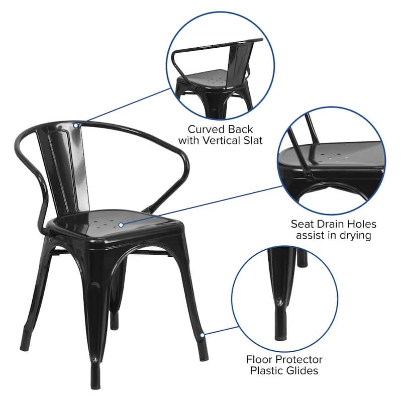 Metal Indoor-Outdoor Chair with Arms