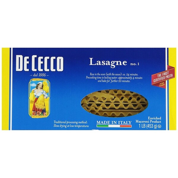 De Cecco Pasta Pasta - Lasagna - Larga - Case of 12 - 16 oz