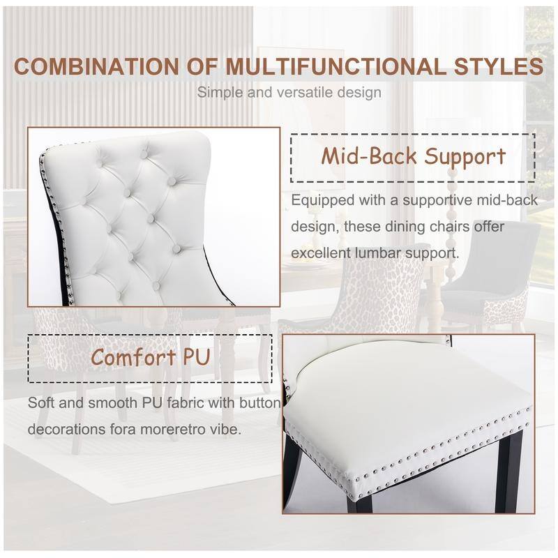 Modern Tufted Velvet Upholstered Nailhead Dining Chair Set of 6