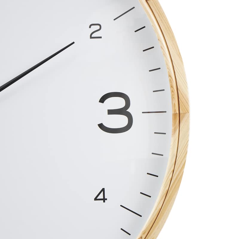 Wood Decorative Wall Clock with White Backing - Light Brown - Roche River Decor