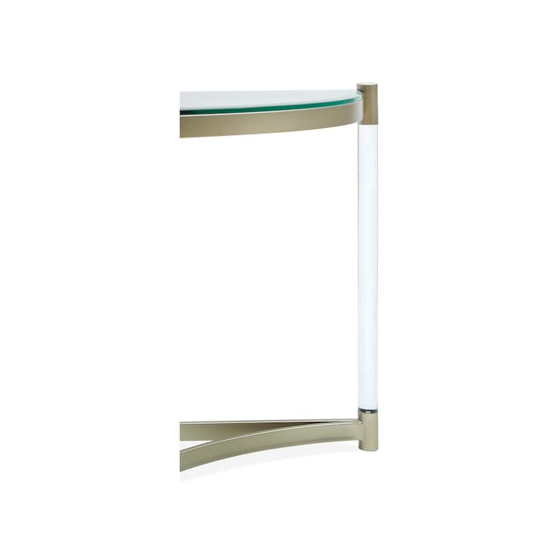 Magnussen Home Silas Platinum and Clear Acrylic Demilune Sofa Table - 48''W x 18''D x 29.5''H