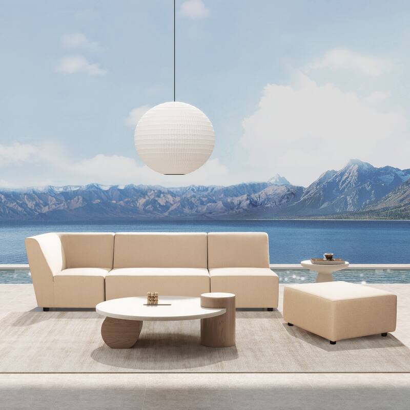 Cleo 140" Outdoor Sectional Sofa with Ottoman