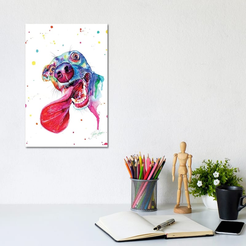 iCanvas "Colorful Happy Dog" by Yubis Guzman Canvas Print - 12x8x0.75