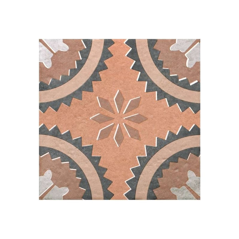Verity Poppy 8x8 Matte Porcelain Encaustic Tile - Floor, Wall, Backsplash