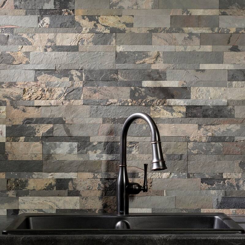 Aspect Peel and Stick Stone Overlay Kitchen Backsplash - Medley Slate (Approx. 15 sq ft Kit) - 15 Sq Ft Kit