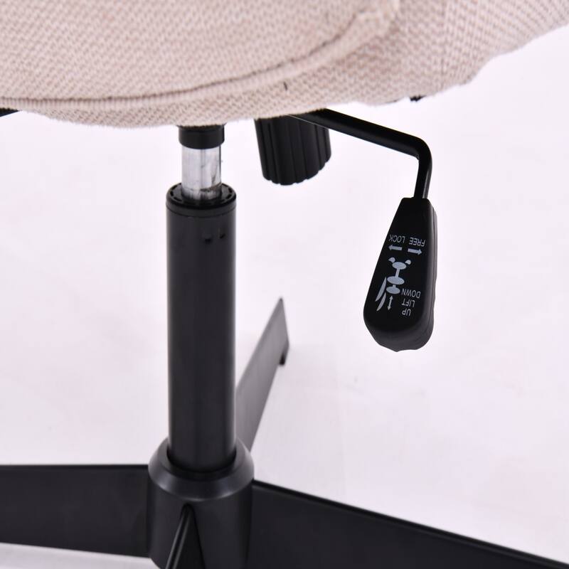 Cross Legged Armless Office Chair, Adjustable Swivel Fabric No Wheels