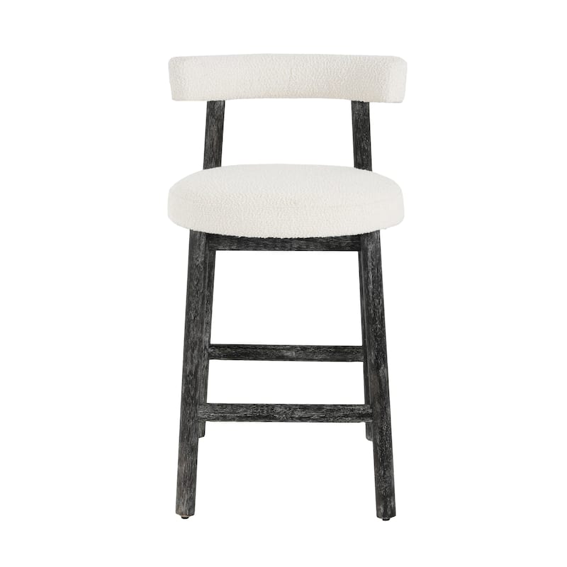 Christopher Knight Home - Riven Natural Rubberwood 26.77" Counter Stool Set with Beige Upholstery