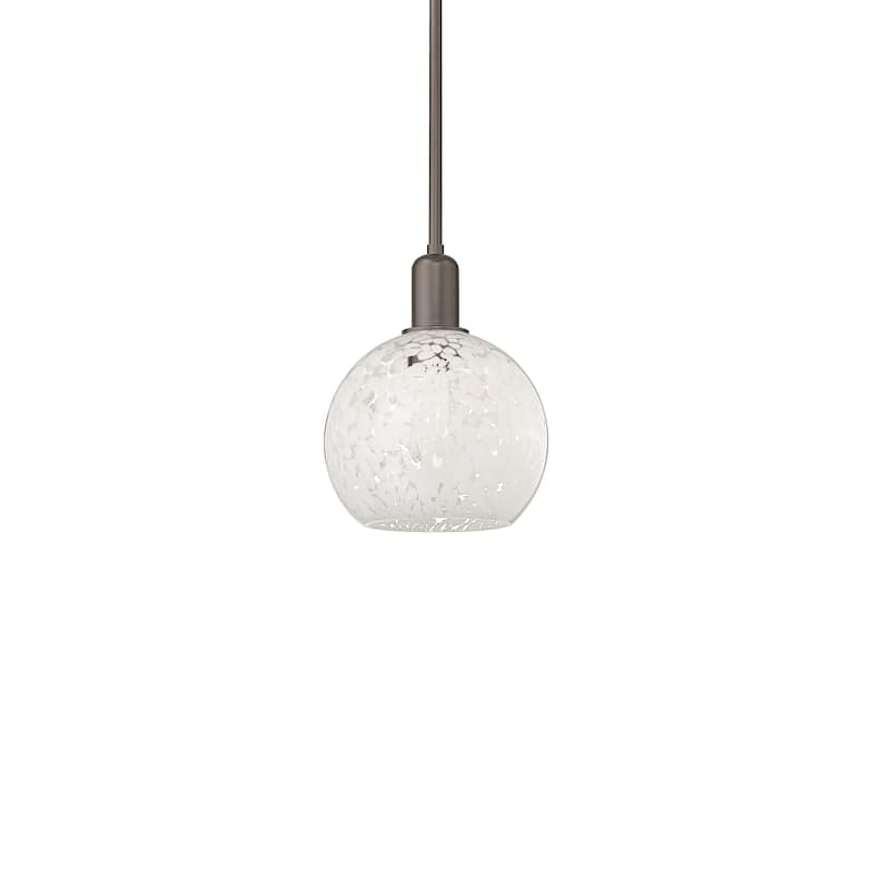 Innovations Lighting 716-1S-11-8 White Mouchette Pendant White - Oil Rubbed Bronze / White Mouchette