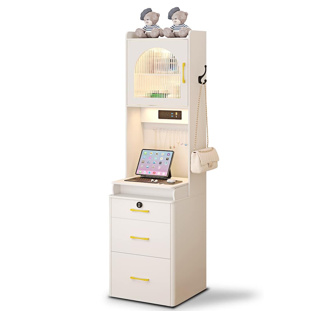 Small Makeup Vanity Table With Lights And Charging Station
