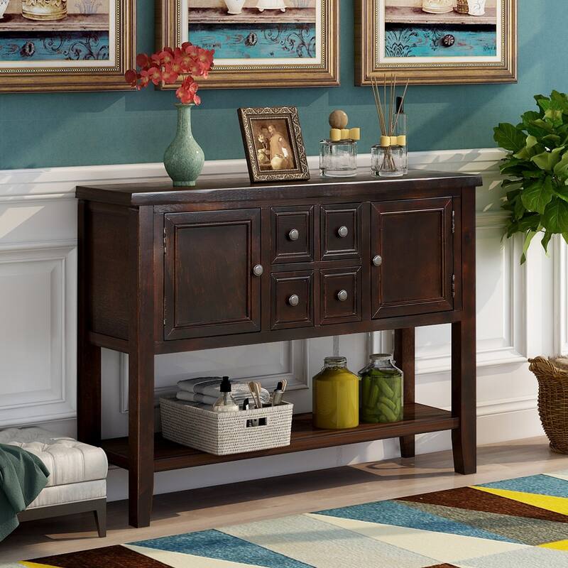 Sideboard Console Table with Bottom Shelf - Espresso