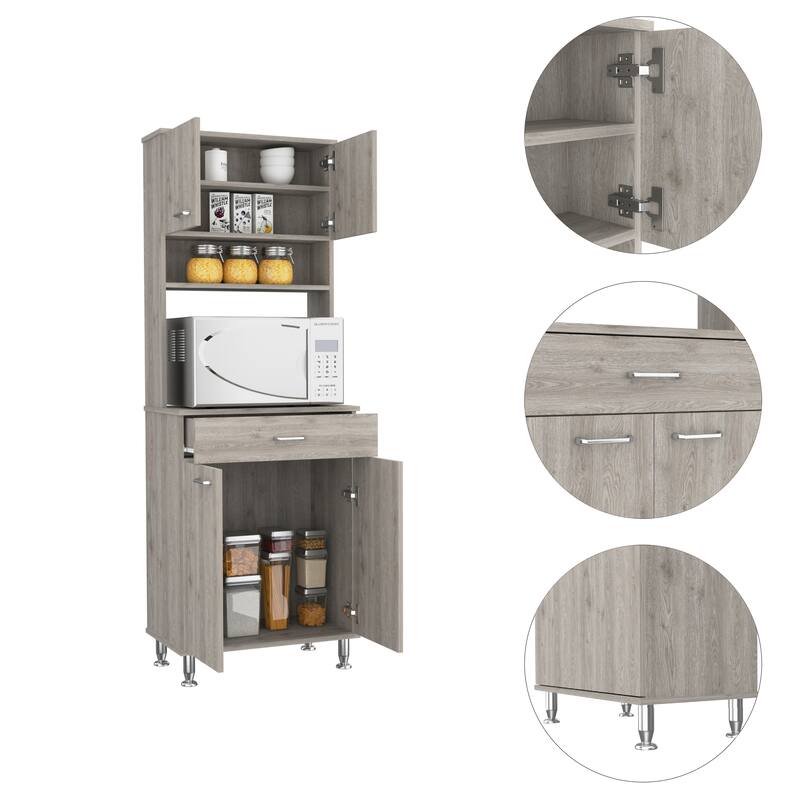 Santa Maria 1-Drawer 1-Shelf Area Pantry with Adjustable Metal Legs