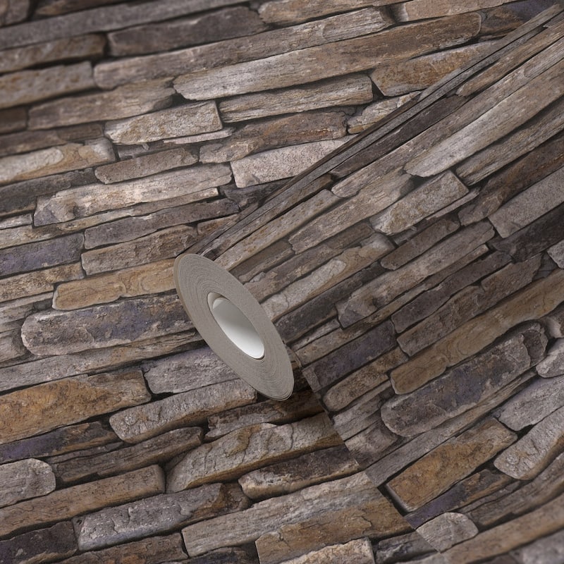 Galerie Wallcoverings Bricks and More Collection Rocky Retreat Motif Matte Finish Vinyl on Non-woven Wallpaper Roll