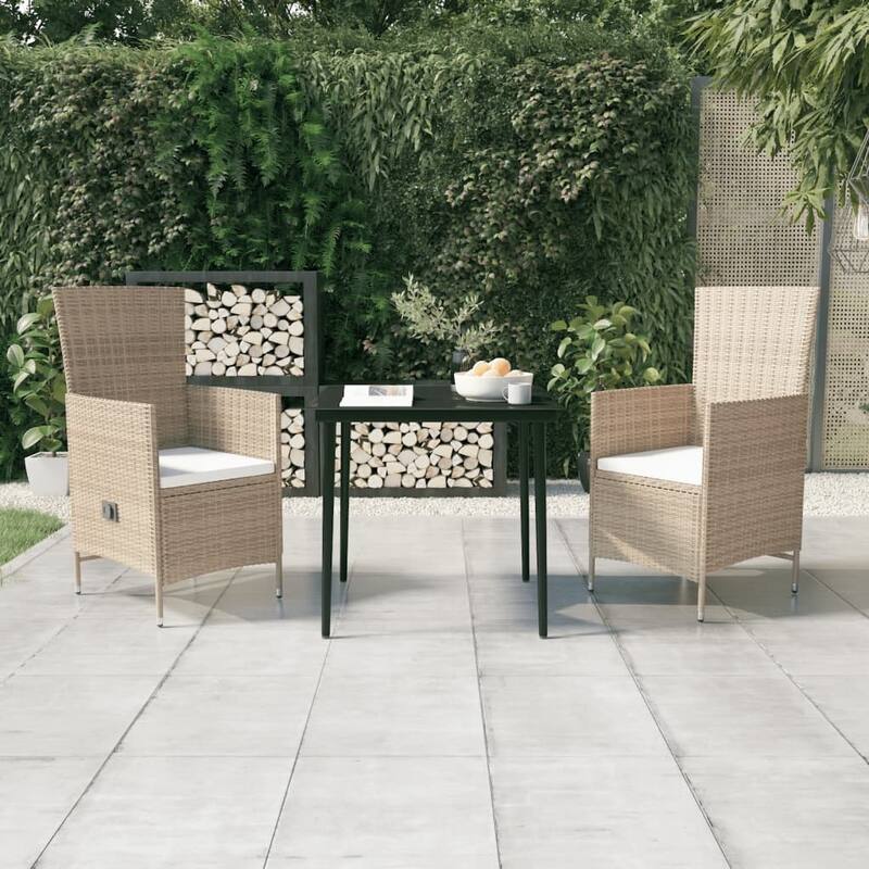 vidaXL Patio Dining Set 3/5/7 Piece Multi Colors 31.5"/55.1" Table Length - Beige 31.5" x 31.5" x 29.1" 3-Piece