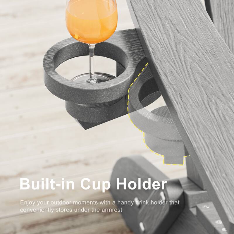 HDPE All-Weather Folding Adirondack Chair with Cup Holder