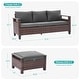 preview thumbnail 11 of 27, Bonosuki 3 Pieces Patio Sofa with Ottomans, All-Weather PE Rattan Wicker Sofa Small Patio Conversation Couch with Cushion, Brown