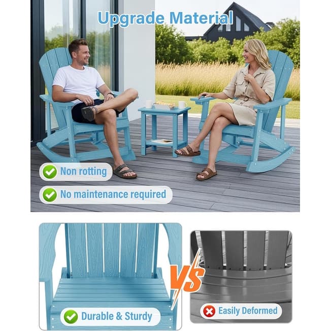 WINSOON HIPS All Weather Outdoor Indoor Oversized Rocking Chair,Adirondack Rocking Chair Set of 4