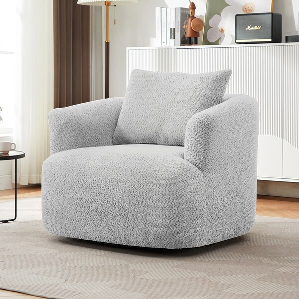 Roomfitters Modern 360 Degree Swivel Barrel Accent Chair with Pillow - Thumbnail 2