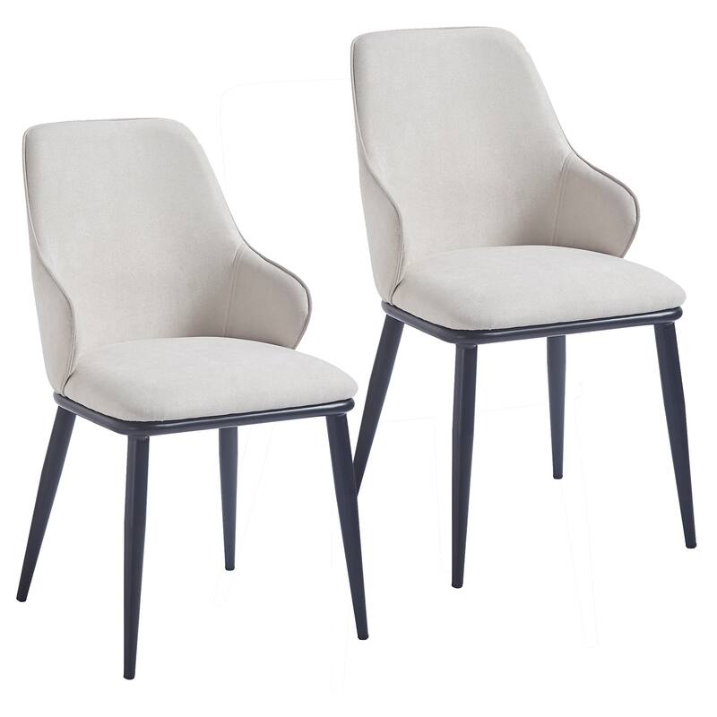 Contemporary Fabric and Metal Dining Chair, Set of 2