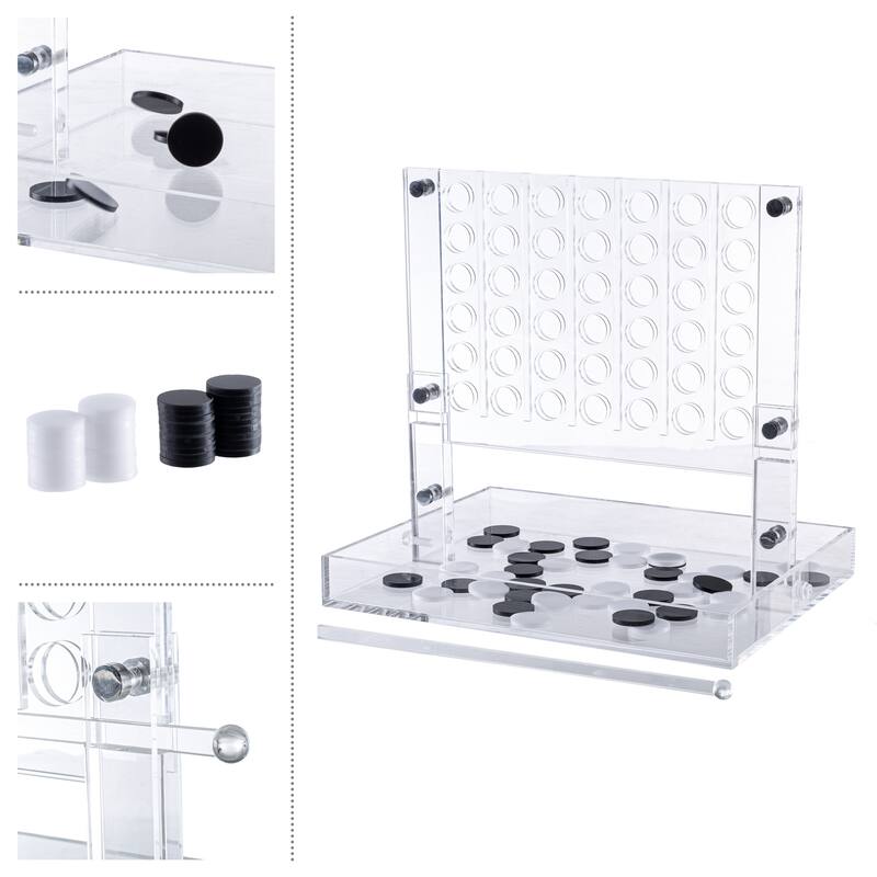 Acrylic 4 in a Row Game – Fun Strategy Game and Tabletop Decoration by Trademark Games (Black and White)
