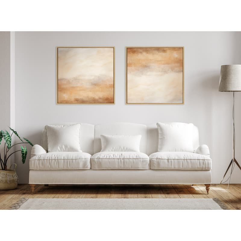 Kate and Laurel Sylvie Tonal Earthy Warm Framed Canvas by Creative Bunch Studio