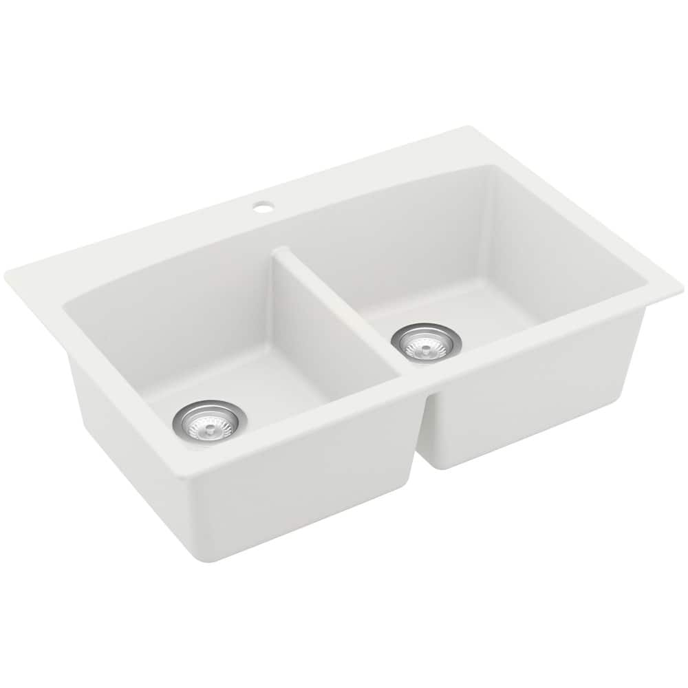Karran USA QT-710 Drop-in Quartz/Granite 33" 1-Hole 50/50 Double Bowl