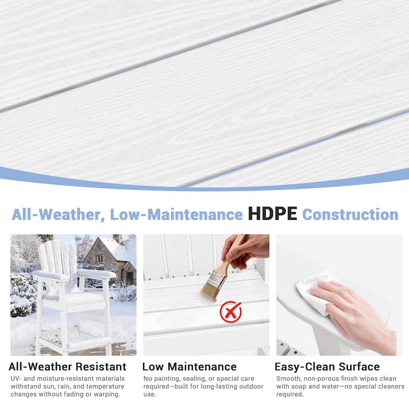 Outdoor Tall Adirondack Chair Set of 2 with Connecting Tray