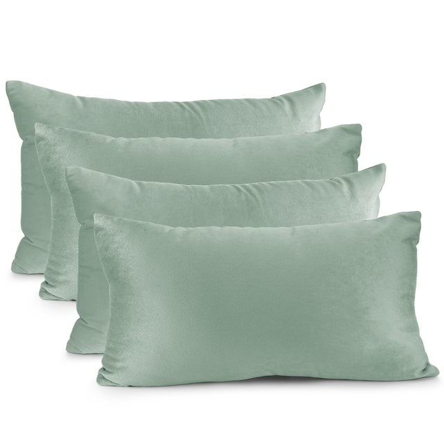 Nestl Solid Microfiber Soft Velvet Throw Pillow Cover (Set of 4) - 12" x 20" - Mint