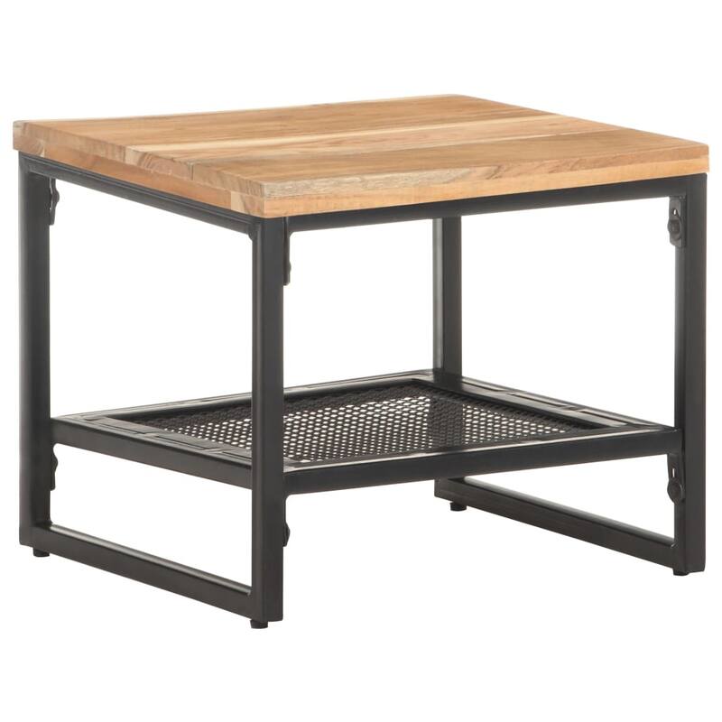 vidaXL Side Table 15.7"x15.7"x13.8" Solid Acacia Wood - 15.7" x 15.7" x 13.8"