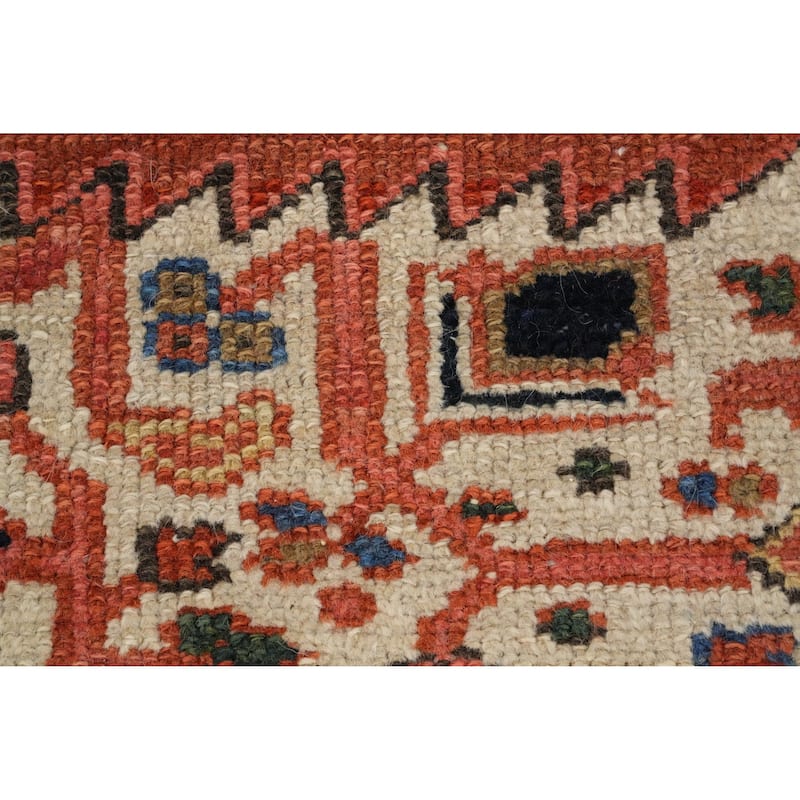 Hand Knotted Oriental 100% Wool Carpet Traditional Medallion Oranges & Rust Heriz Area Rug - 11' 6'' X 9' 1''