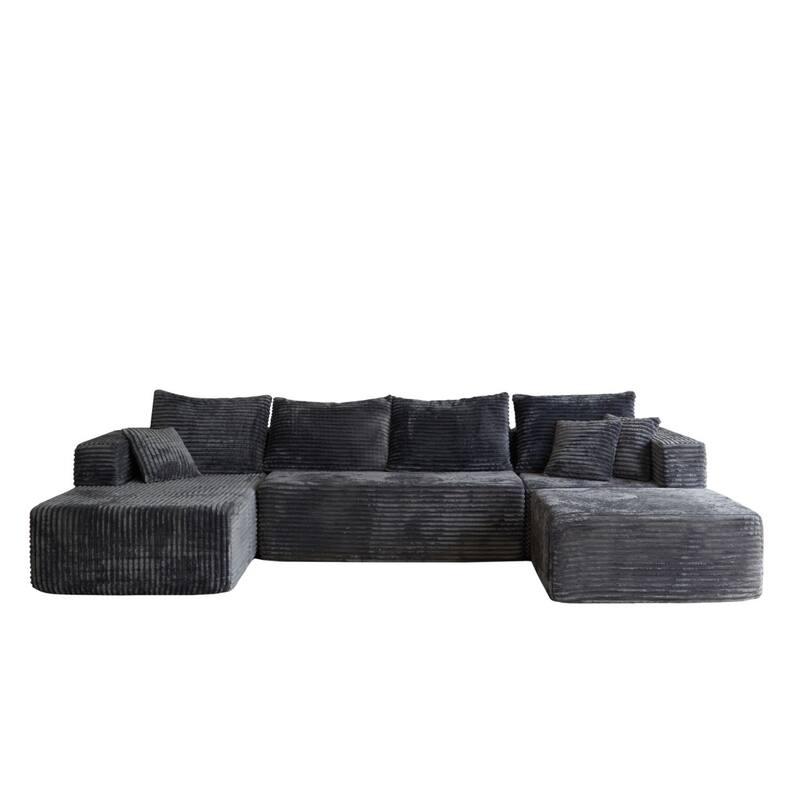 133.86" Modern U-Shape Cloud Modular Sectional Sofa with 1 Ottoman, No Assembly Required