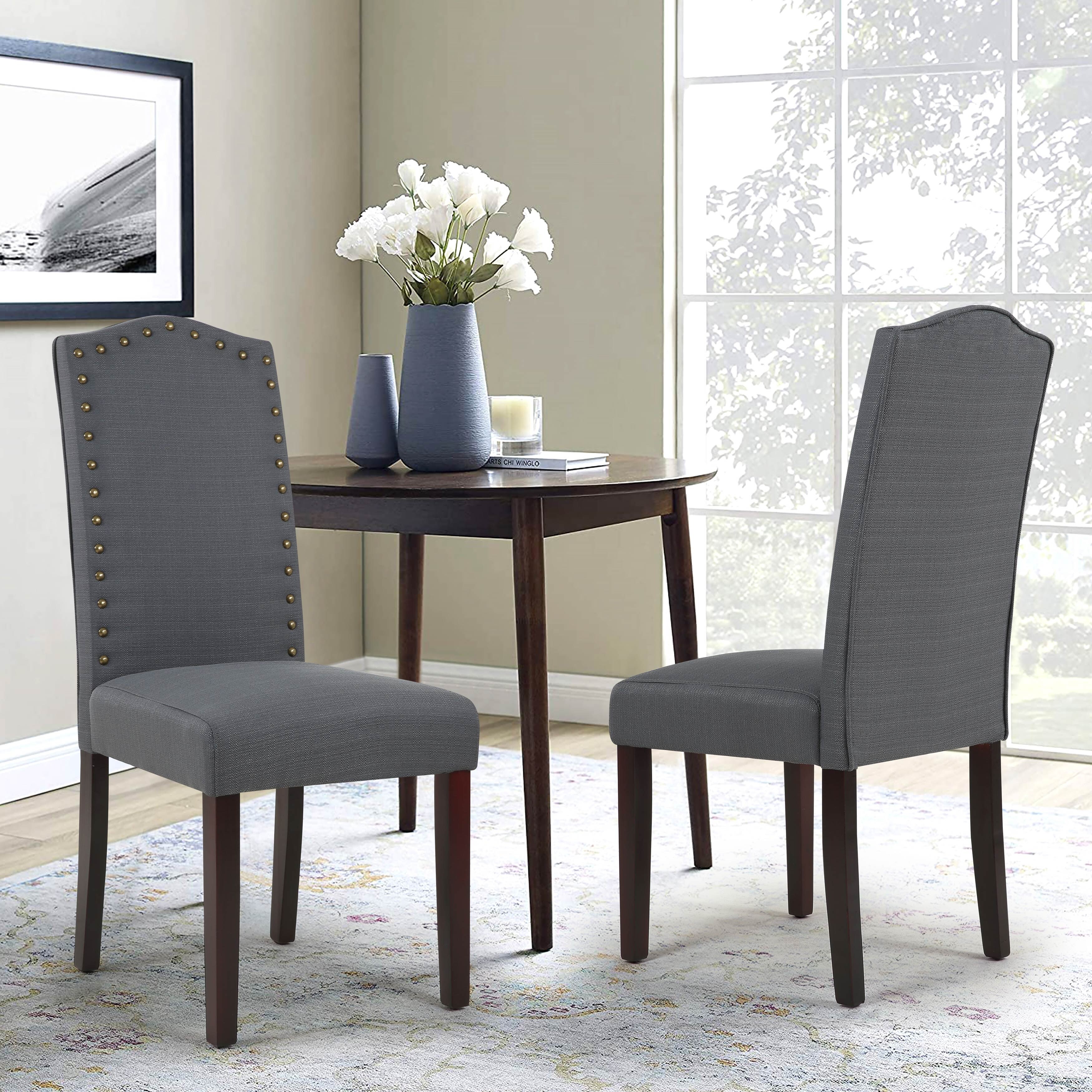 Upholstered nailhead hot sale dining chairs