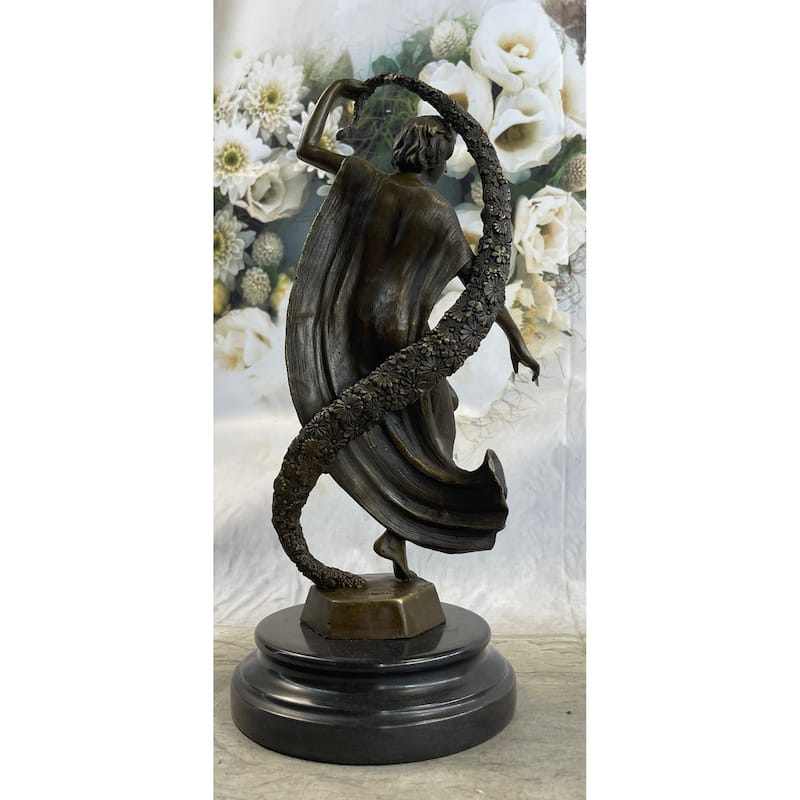 Guirande Joe Descomps Woman With Thyrsus Hot Cast Bronze Sculpture Figurine
