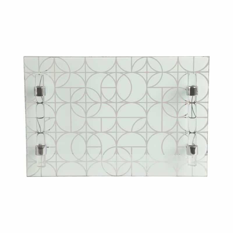 Decorative Pattern Glass Tray with Handles - Chic Home Decor - Accent Tray