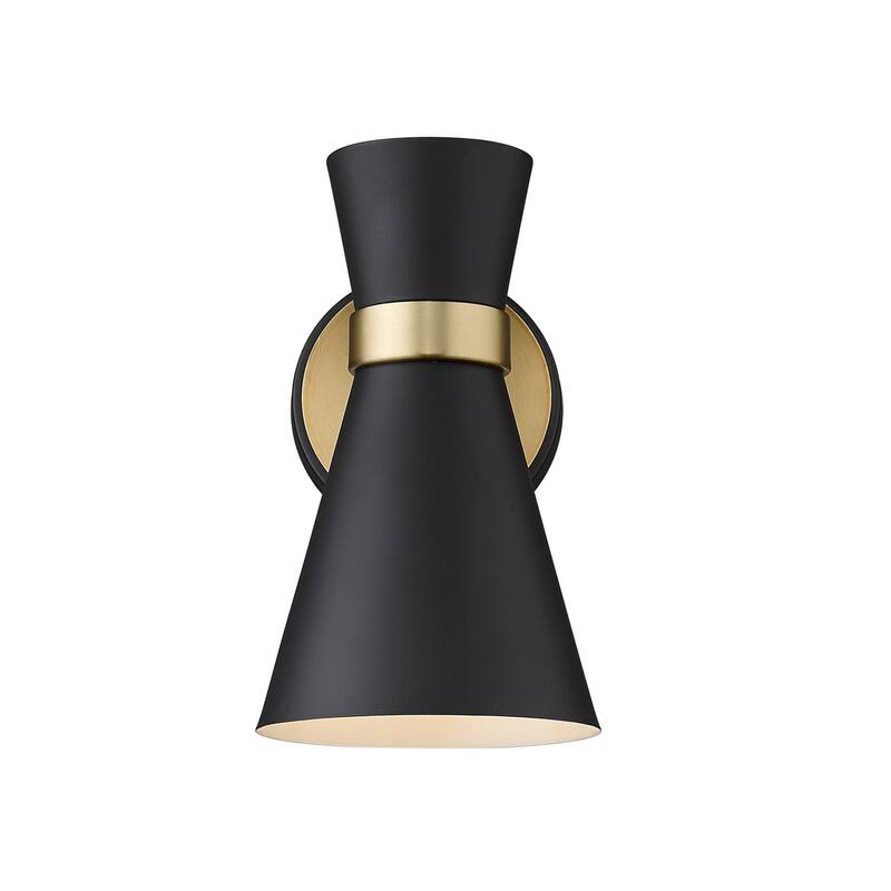 James Allan Inez 10" Tall Wall Sconce - Matte Black / Heritage Brass