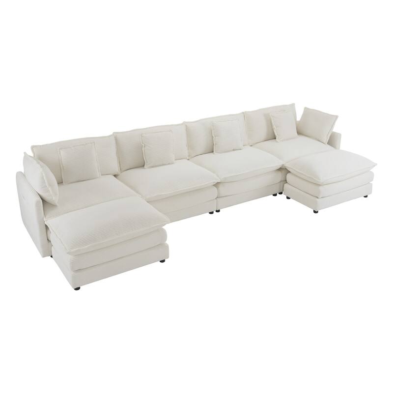 Convertible Sectional Sofa Cloud Couch U-Shaped Modular Sofa Sleeper