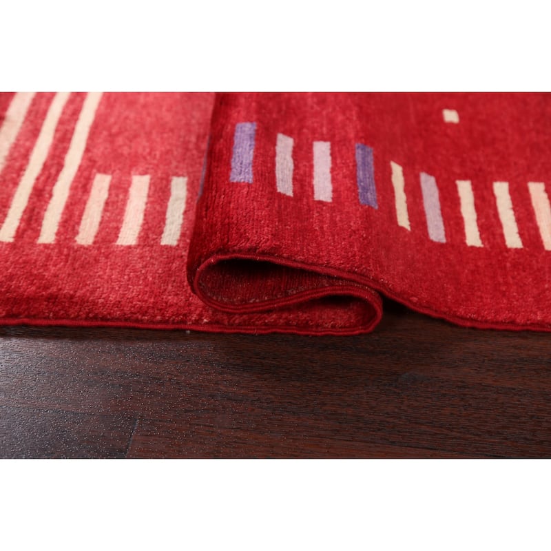 Geometric Gabbeh Kashkoli Area Rug Hand-knotted Oriental Wool Carpet - 2'7" x 4'0"