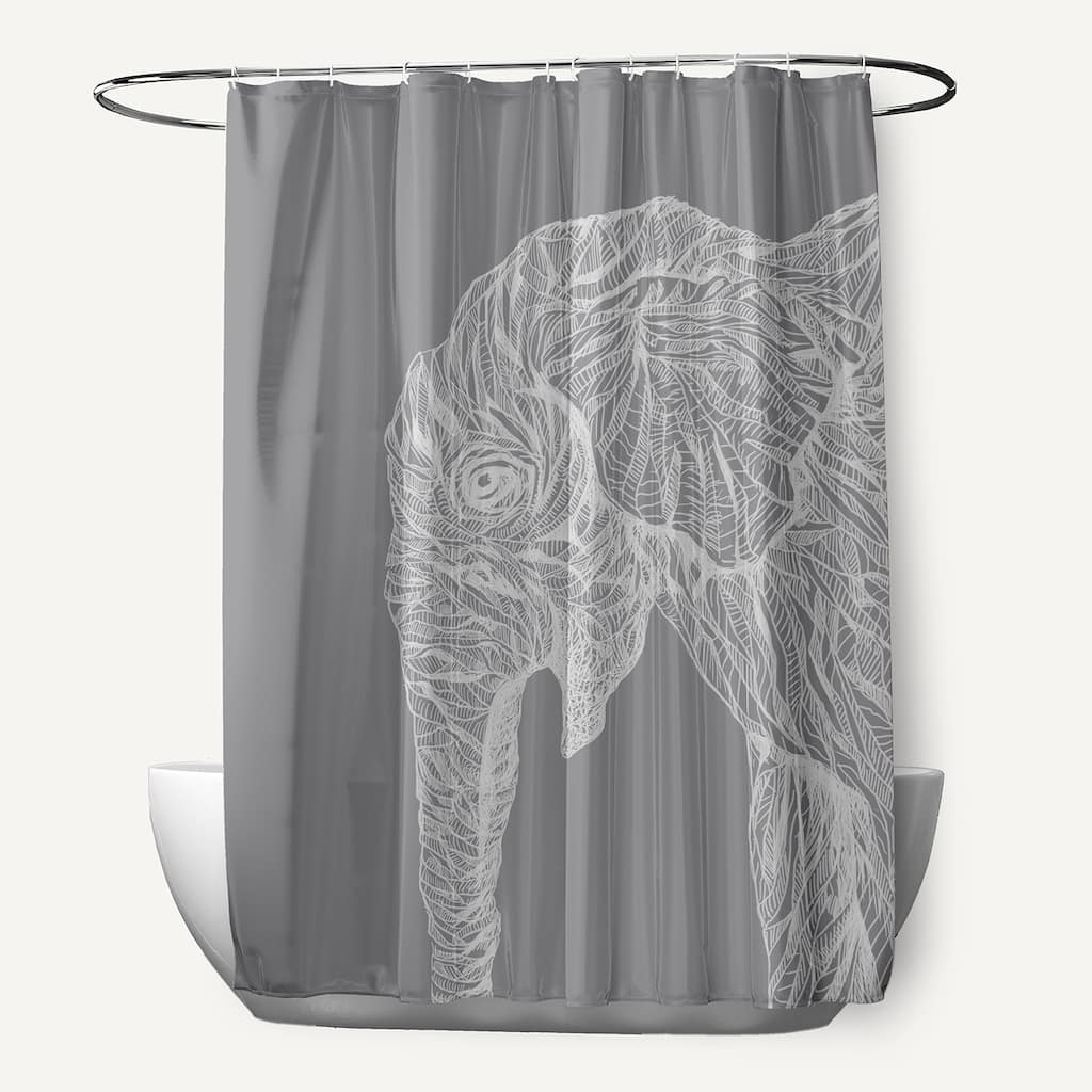 Sketched Elephant Animal Print Print Pattern Shower Curtain