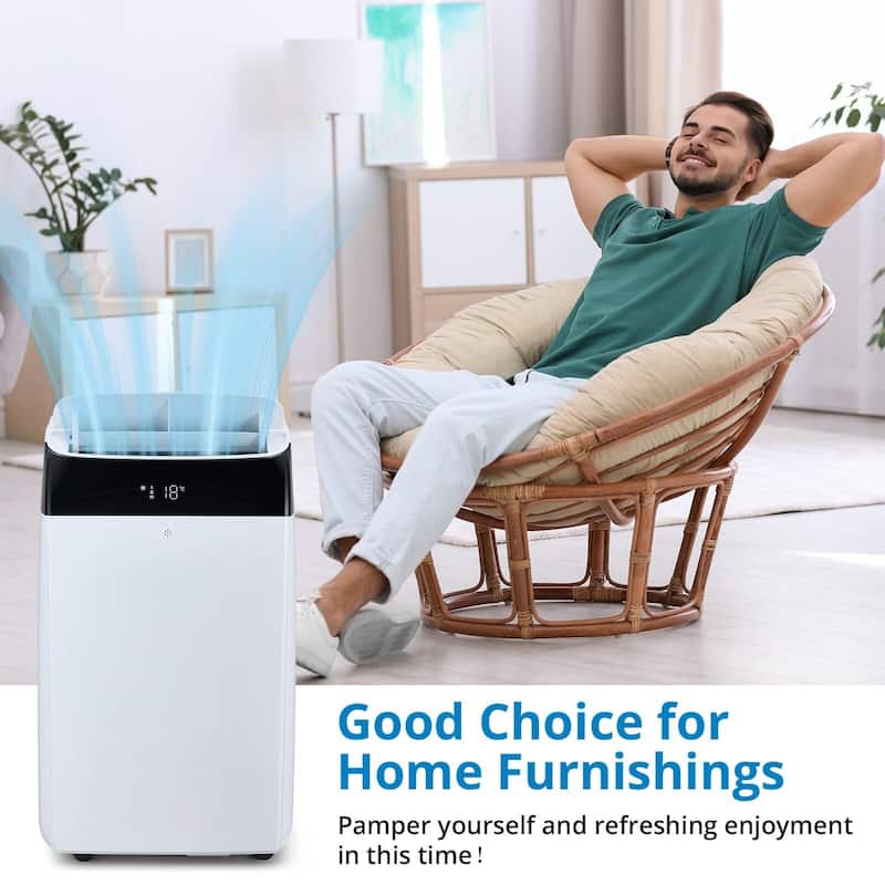Enhanced Cooling Portable Air Conditioner - Efficient 14000 BTU, Air Conditioner whit Dual Motors - White