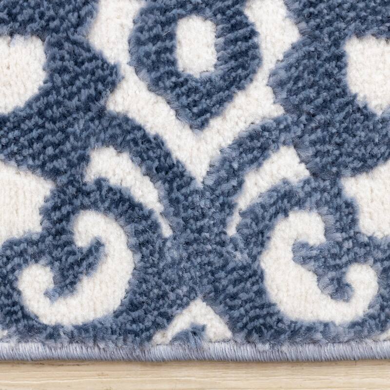 Blue Cream Traditional Indoor Area Rug