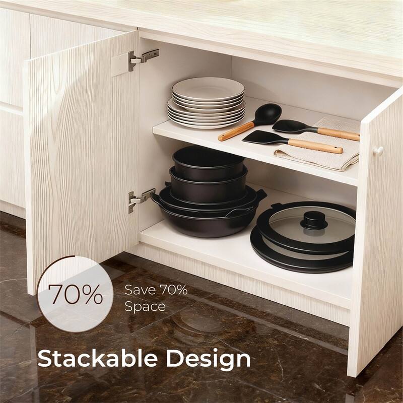 23 Pcs Nonstick Pots And Pans Set Cast Aluminum Cookware Set With Detachable Handles