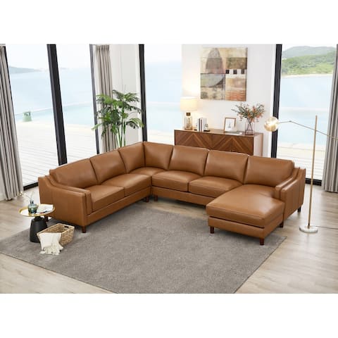 Hydeline Bella Top Grain Leather Right-Facing Sectional Sofas with Chaise