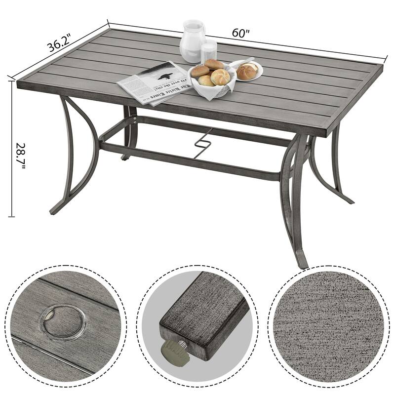 35.5'' W Outdoor Aluminum Dining Table with Umbrella Hole