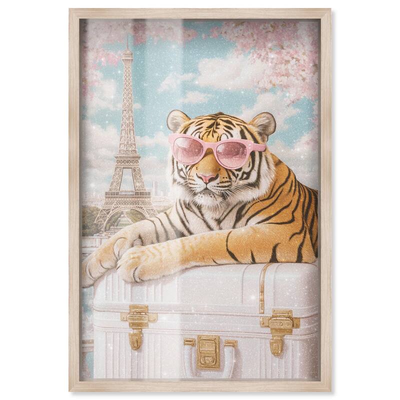 Tiger Luggage Paris Shadowbox by Art Remedy - Natural - 10" x 15"