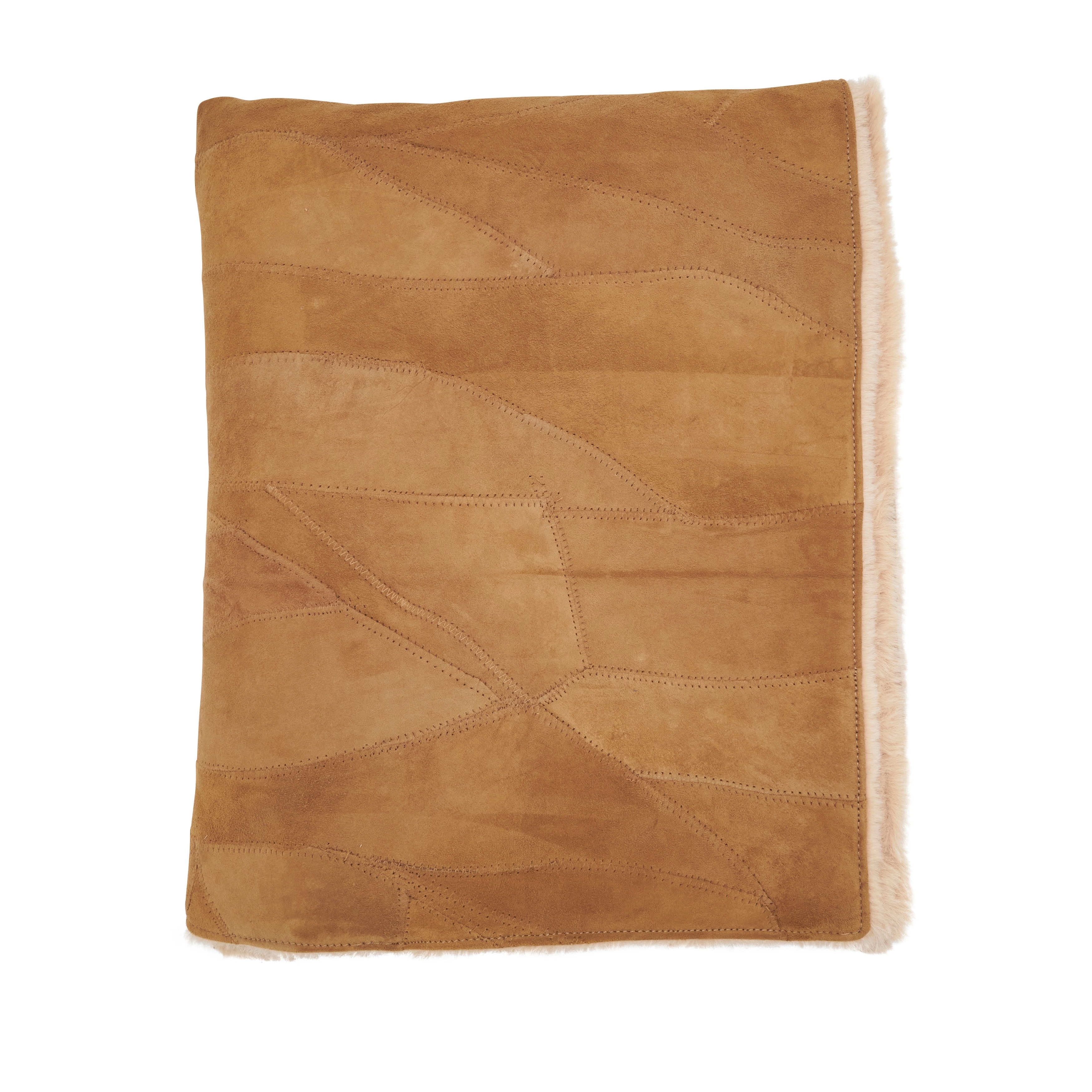 Saro Lifestyle Suede Patchwork Leather Throw Blanket - Recycled Leather Throw with Plush Backing for Rustic Home Decor