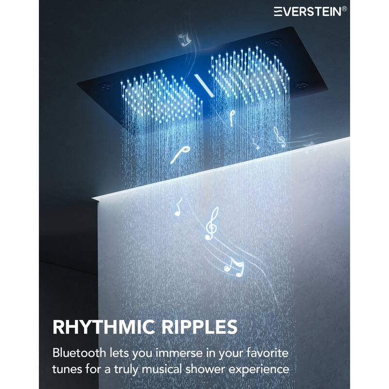Thermostatic Shower System, 64-Color LED Mood Lighting 3-Functions Shower Head with Bluetooth Music & 6 Body Jets
