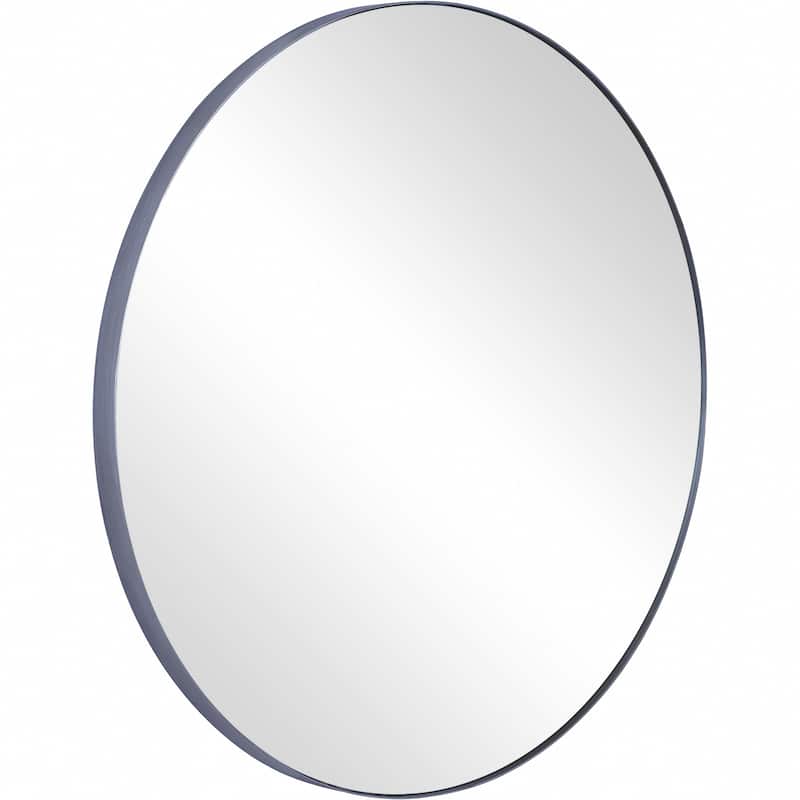 HomeRoots 32" Black Round Metal Framed Accent Mirror