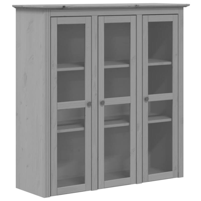 vidaXL Cabinet Storage Book Cabinet with Glass Doors BODO Solid Wood Pine - 45.5" x 14.6" x 47.6"